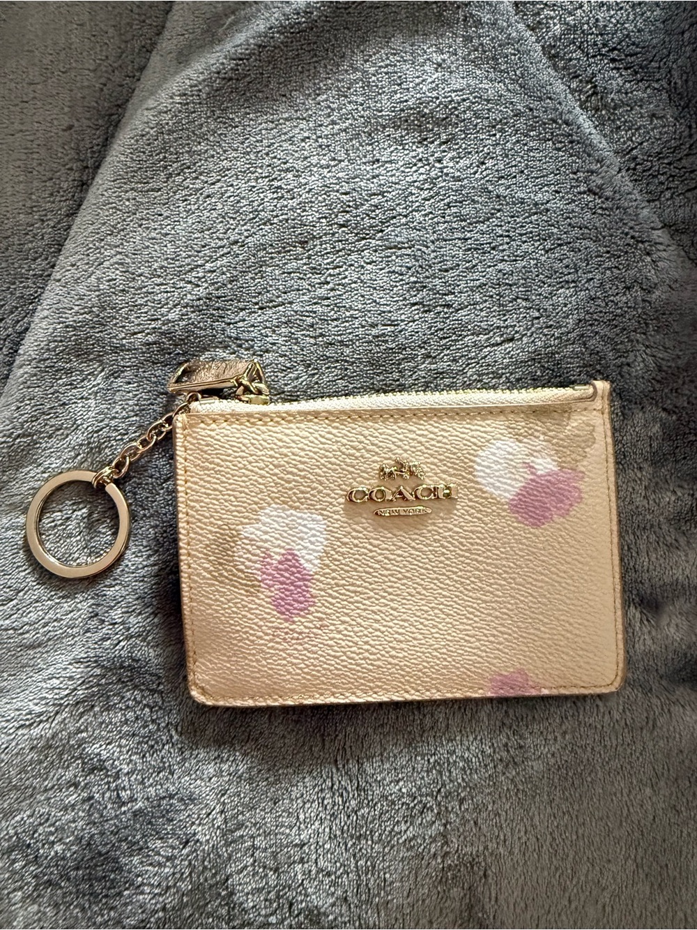 Coach Floral Leather ID Pouch with Pink and White Accents - Picture 2 of 6